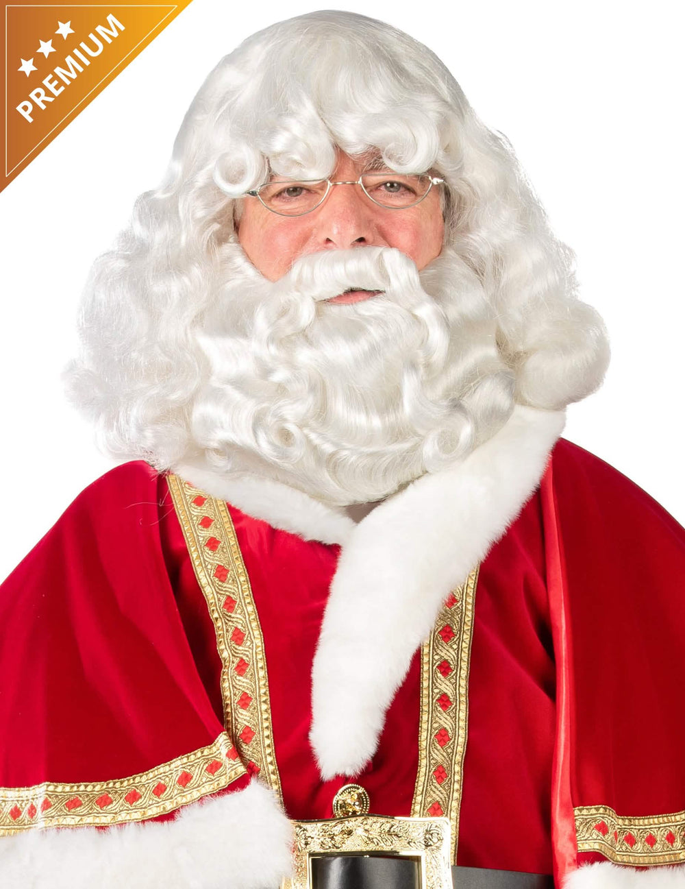 Set barbe et perruque Père Noël Laponie Luxe pour adulte blanc