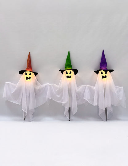 Sada 3 svítících duchů s kolíky 68 cm