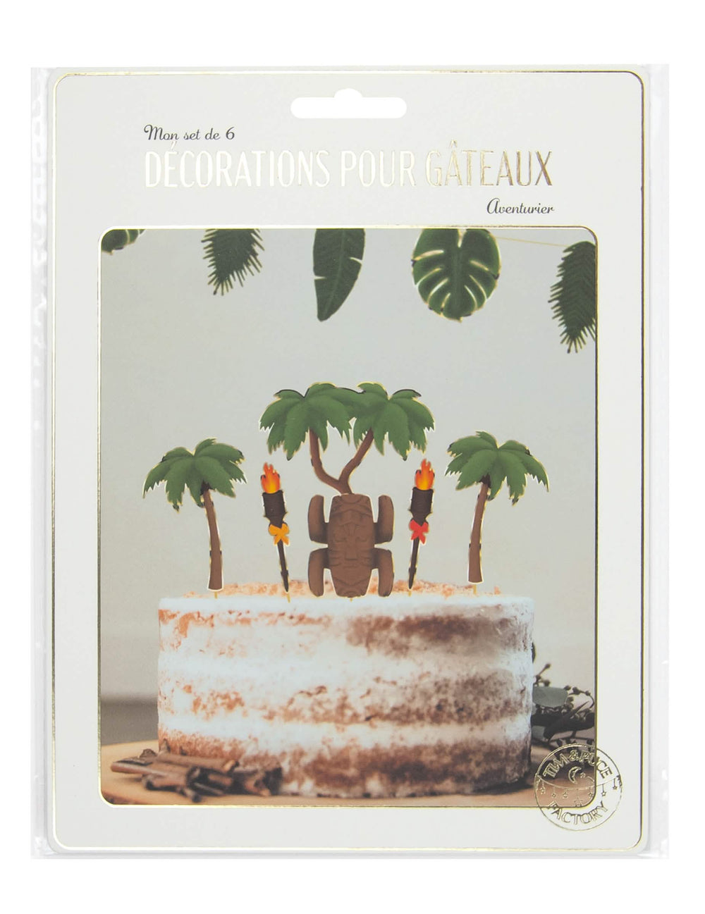 Vue dans son emballage des décorations pour gâteau aventurier