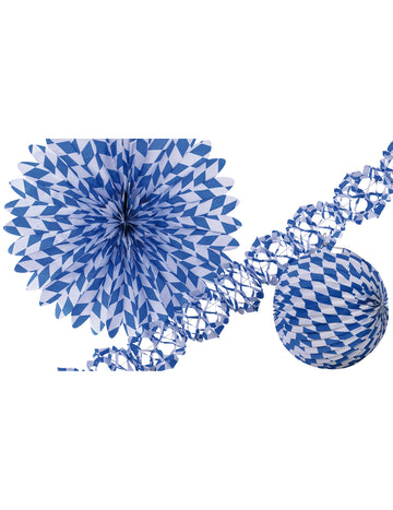 Set de décoration bleu et blanc pour fête à motifs de losanges