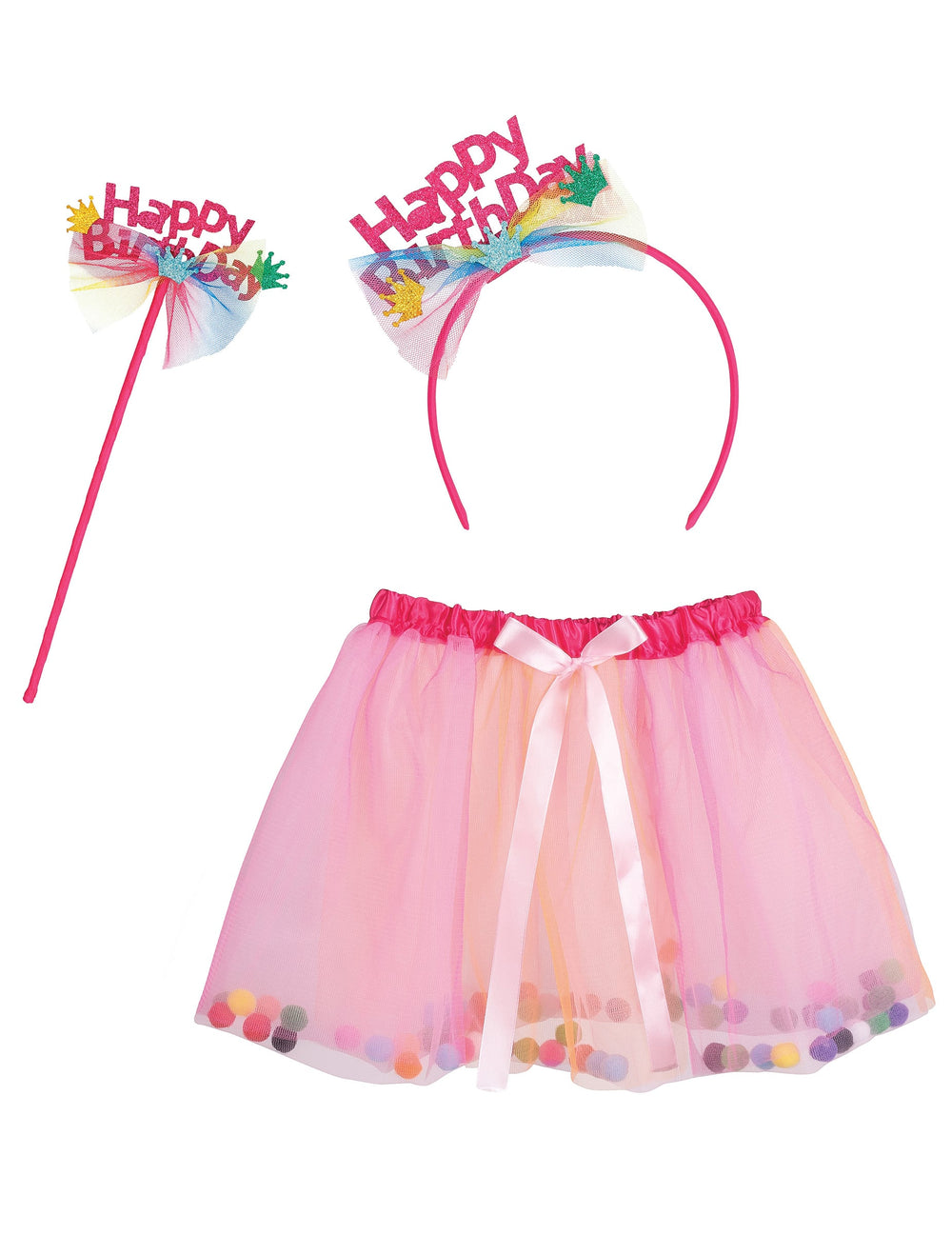 Détail du tutu et des accessoires du Set de fée Happy Birthday