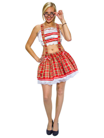 Sexy kostým školačky červeno-bílý 