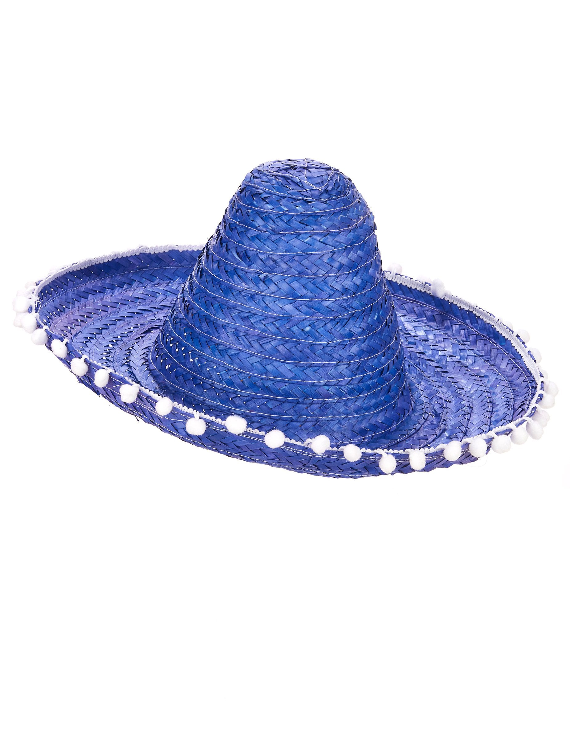 Vue de profil du sombrero à bordure pompons