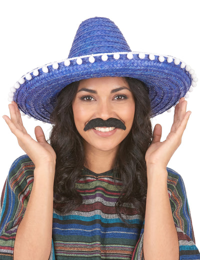 Dospělé modré sombrero s bambulkou