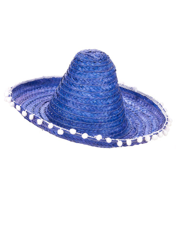 Dospělé modré sombrero s bambulkou