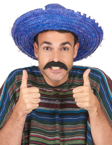 Dospělé modré sombrero s bambulkou