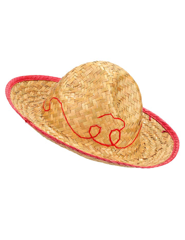 Sombrero en paille pour enfant avec liseré rouge