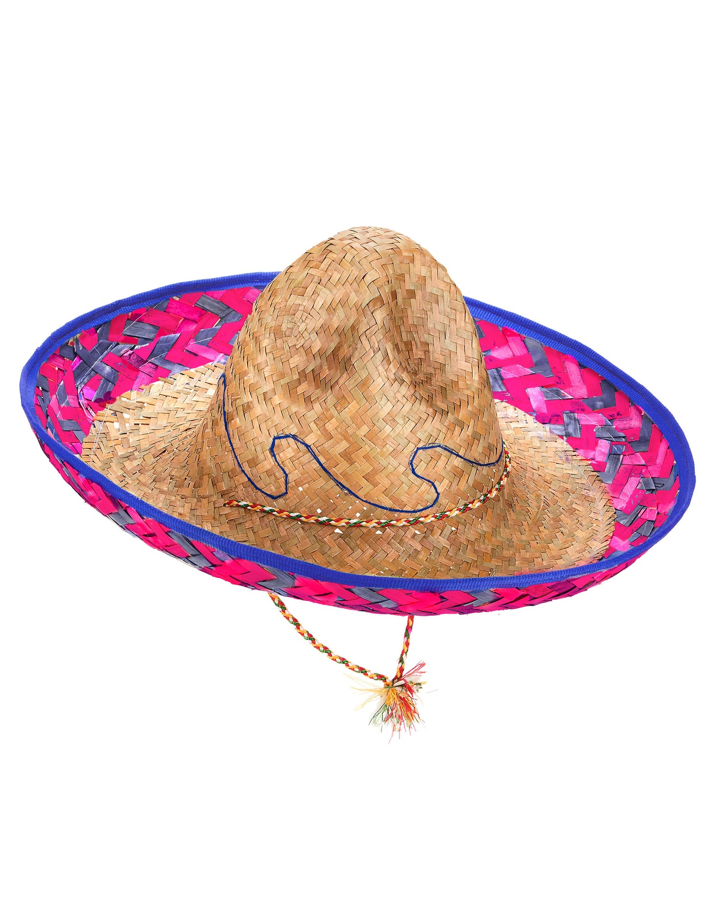 Mexické sombrero s růžovo-modrým okrajem pro dospělé