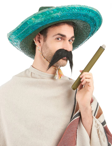 Zelený mexický sombrero pro dospělé z pletené slámy