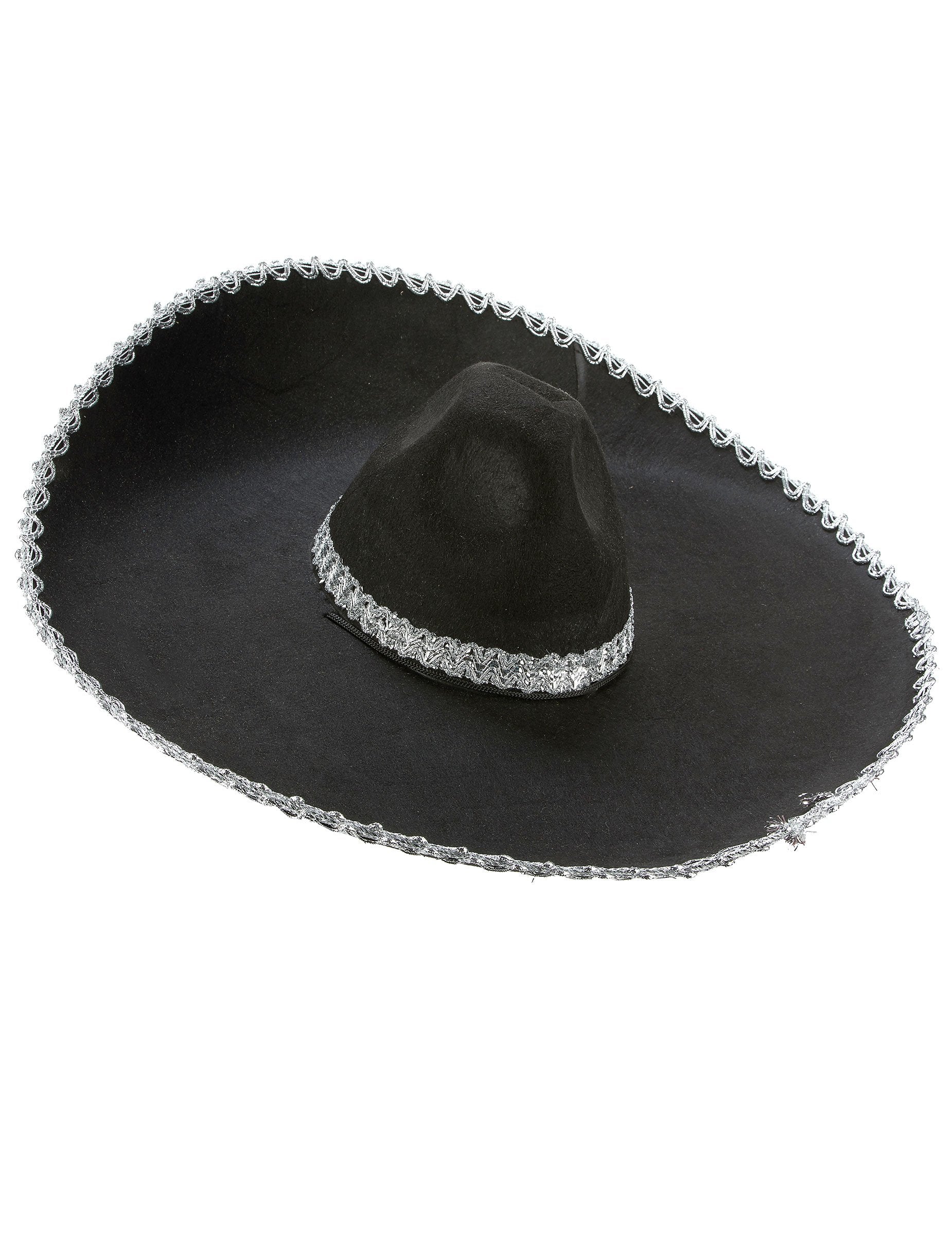 Sombrero pour adulte noir avec bordure argentée