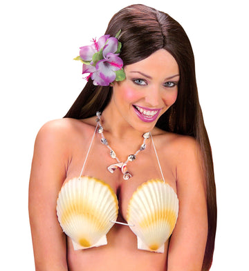 Soutien-gorge coquillage pour adulte blanc et jaune