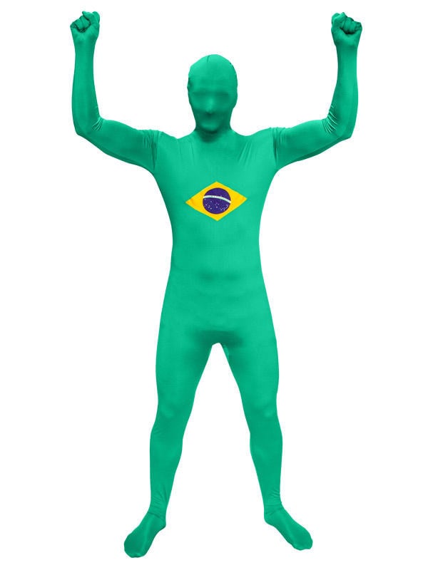 Déguisement speedsuit supporter du Brésil pour adulte vert jaune et bleu