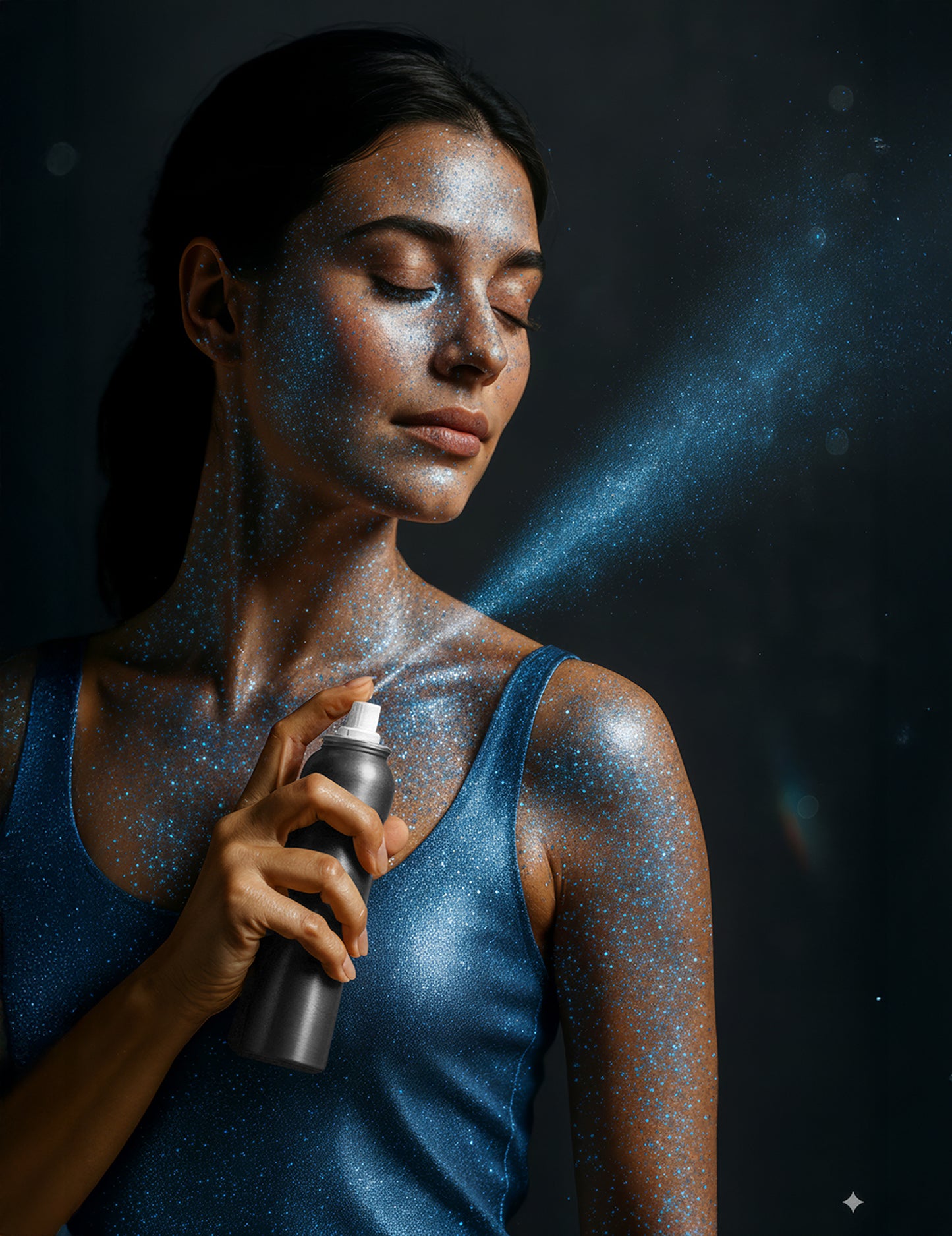 Blaues Körperglitzerspray 75 ml