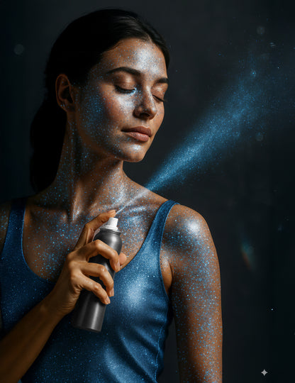Blaues Körperglitzerspray 75 ml