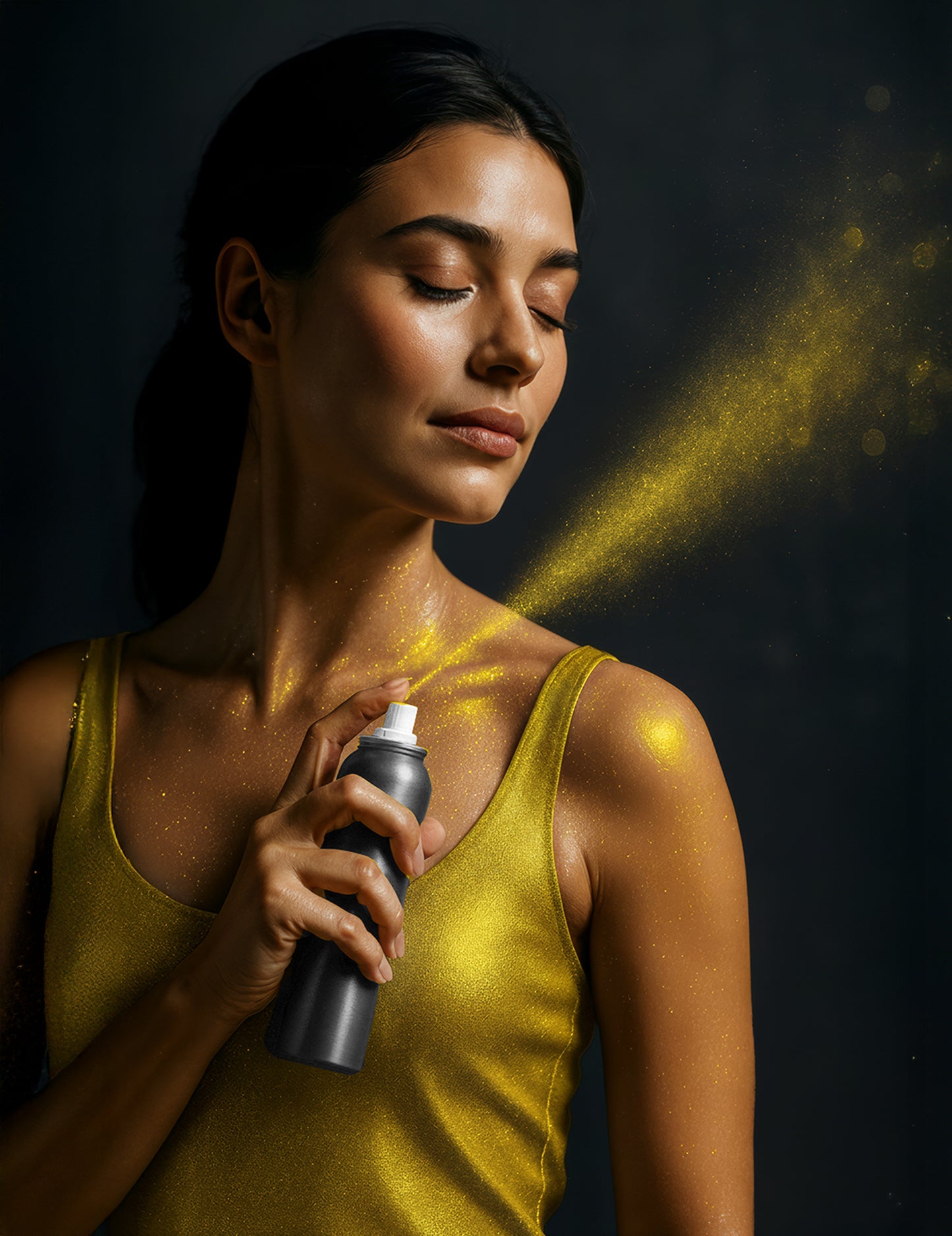 Gelbes Körperglitzerspray 75 ml