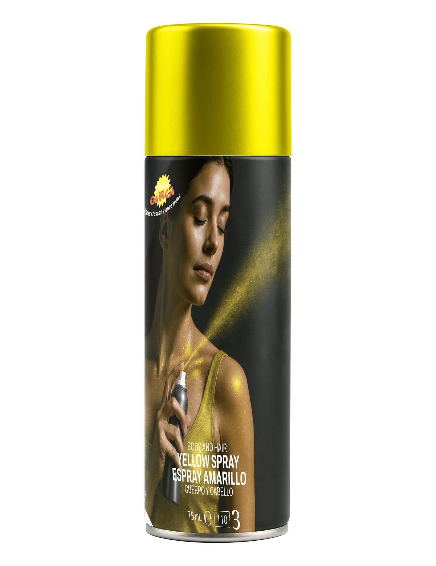 Gelbes Körperglitzerspray 75 ml