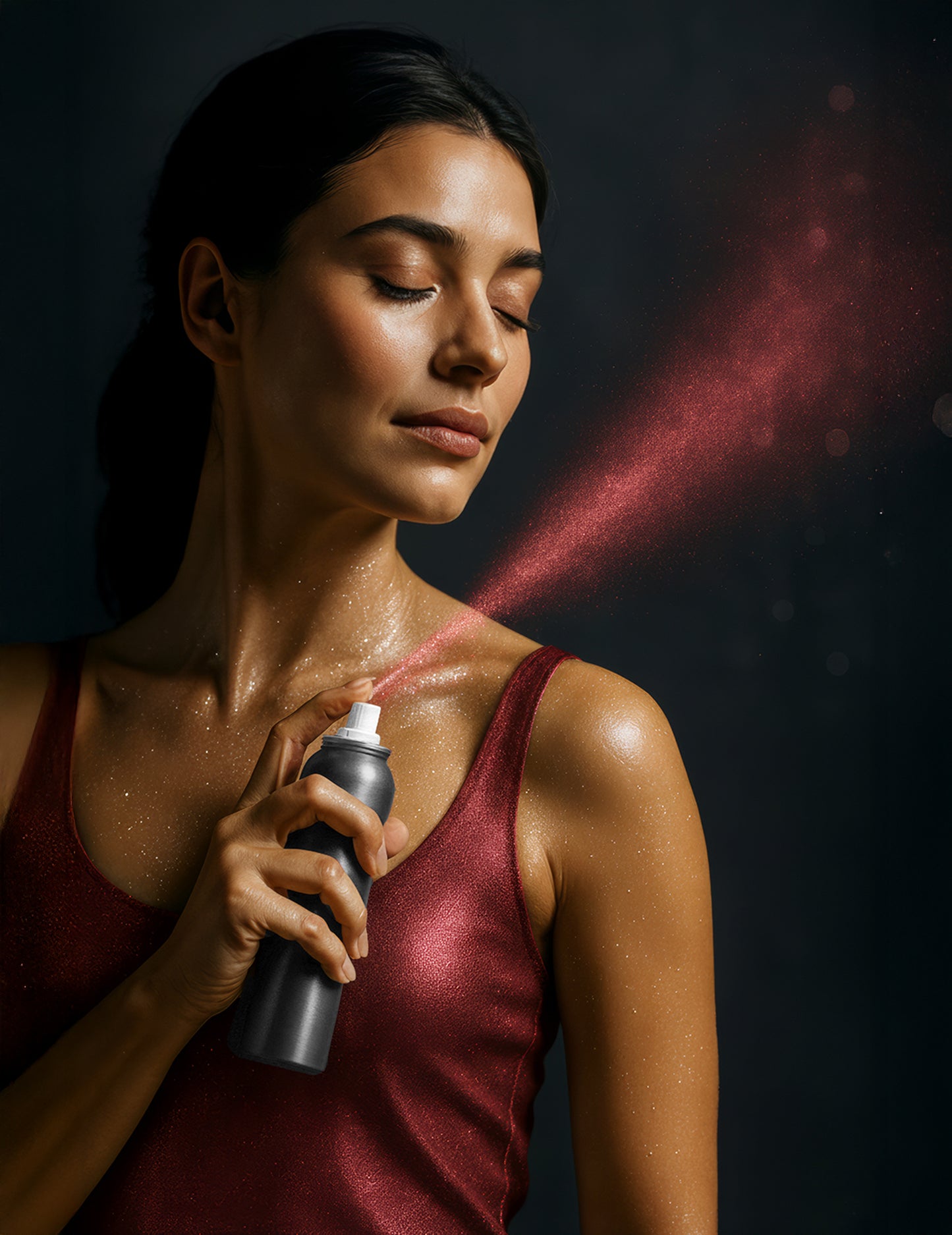 Rotes Körperglitzerspray 75 ml