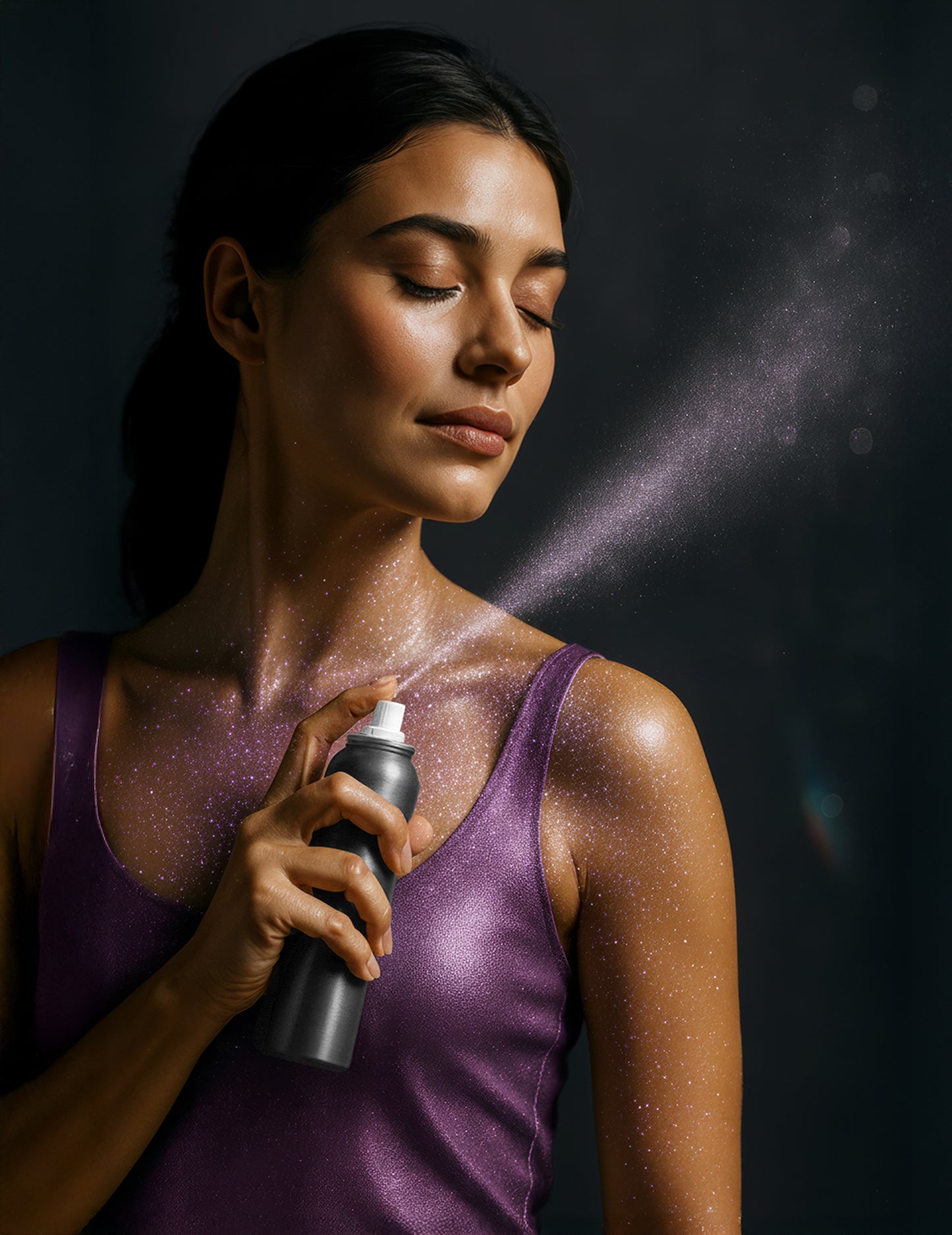 Lila Körperglitzerspray 75 ml