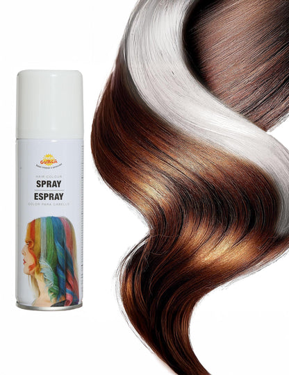 Detail zobrazení bílé barvy na pramenu ze spreje na vlasy