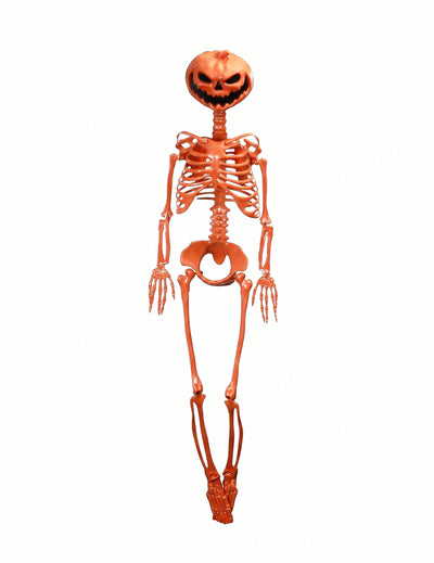Kloubová kostra Summerween s oranžovou dýňovou hlavou 1 m