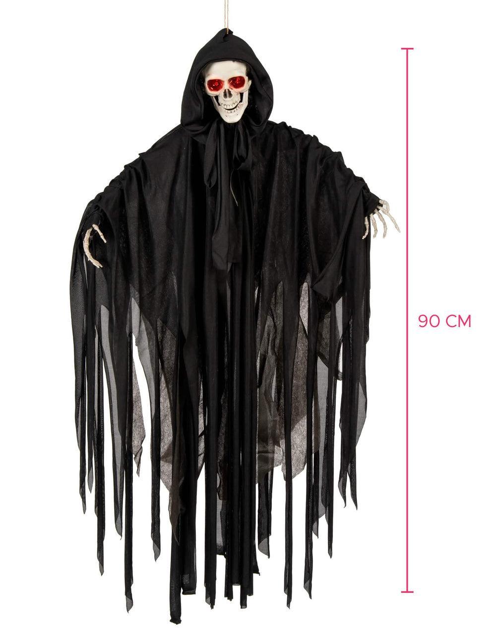 Rozměry se stupnicí měření svítícího, zvukového a animovaného halloweenského kostlivce