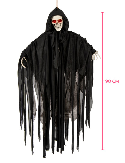 Světelná, zvukem nabitá, animovaná halloweenská kostra z 90. let cm