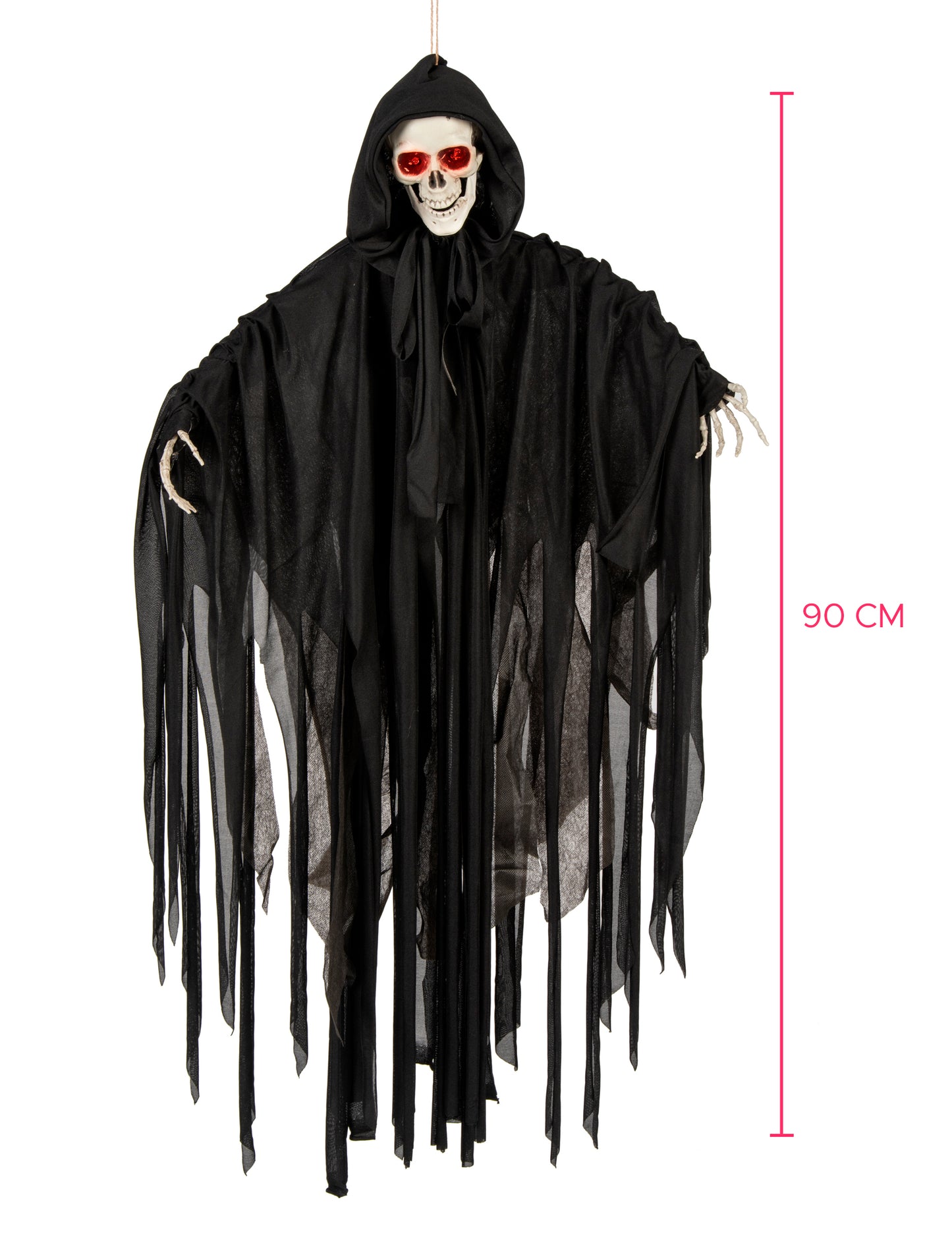 Světelná, zvukem nabitá, animovaná halloweenská kostra z 90. let cm