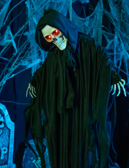 Světelná, zvukem nabitá, animovaná halloweenská kostra z 90. let cm