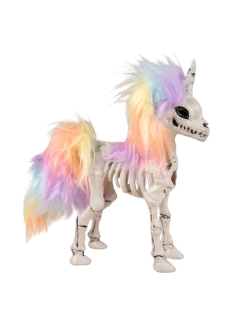Squelette licorne crinière arc en ciel