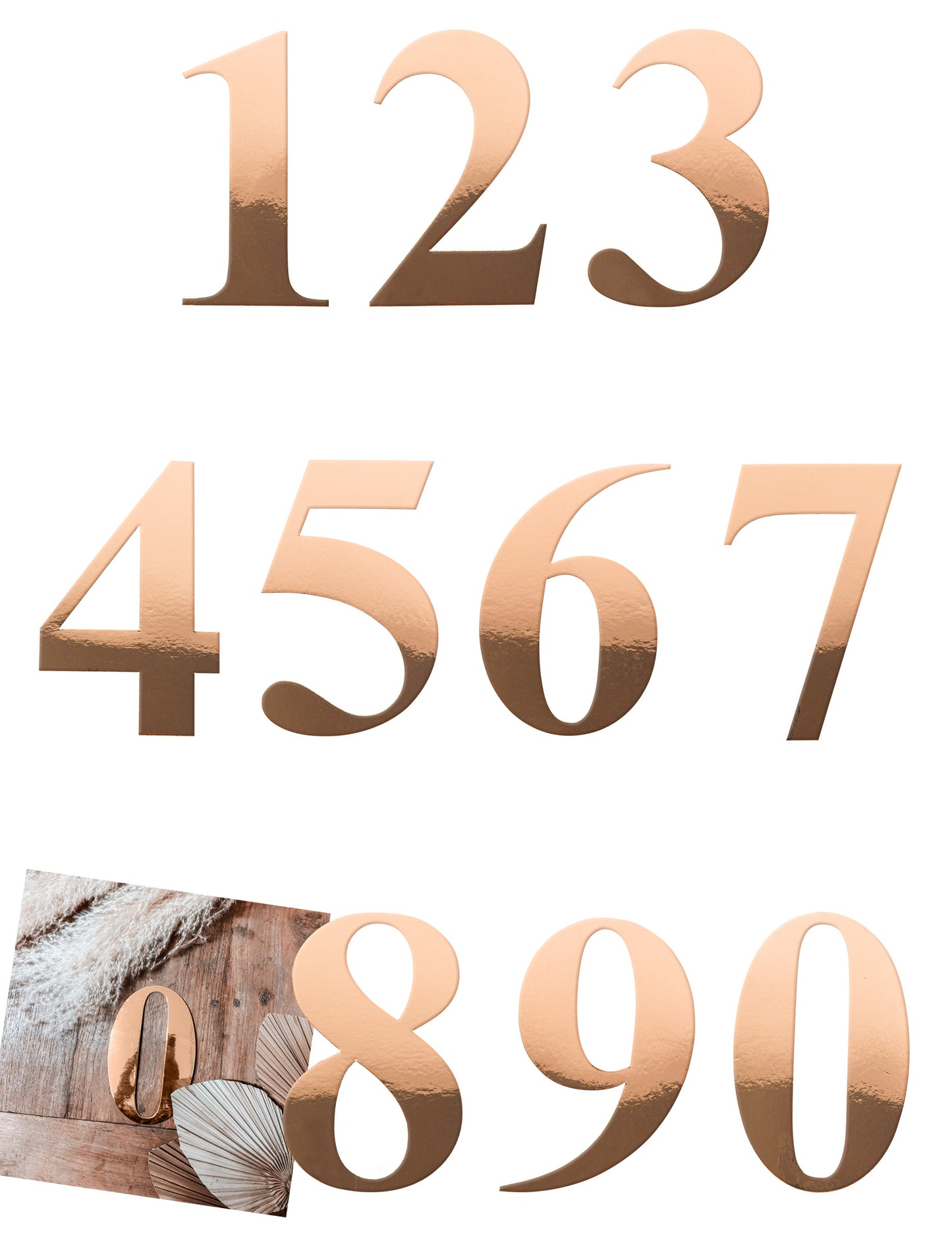 Nálepka číslo růžové zlato 15 cm na ozdobu