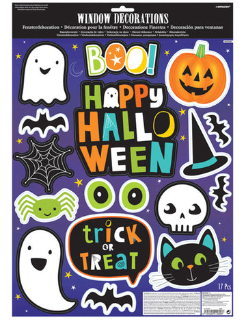 Samolepky na okno s halloweenskými přáteli