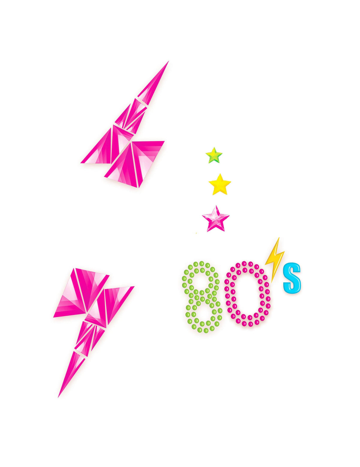 Détail des motifs du strass adhésifs années 80