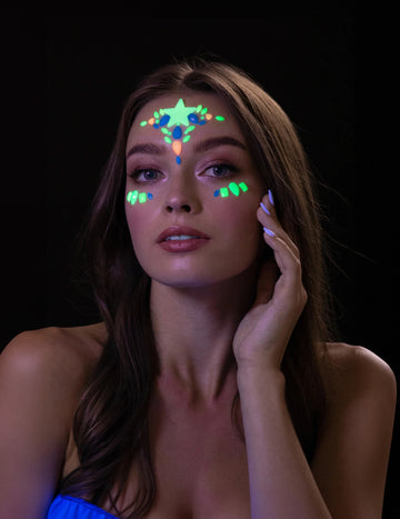 Schmucksteine Gesicht im Dunkeln leuchtend für Erwachsene