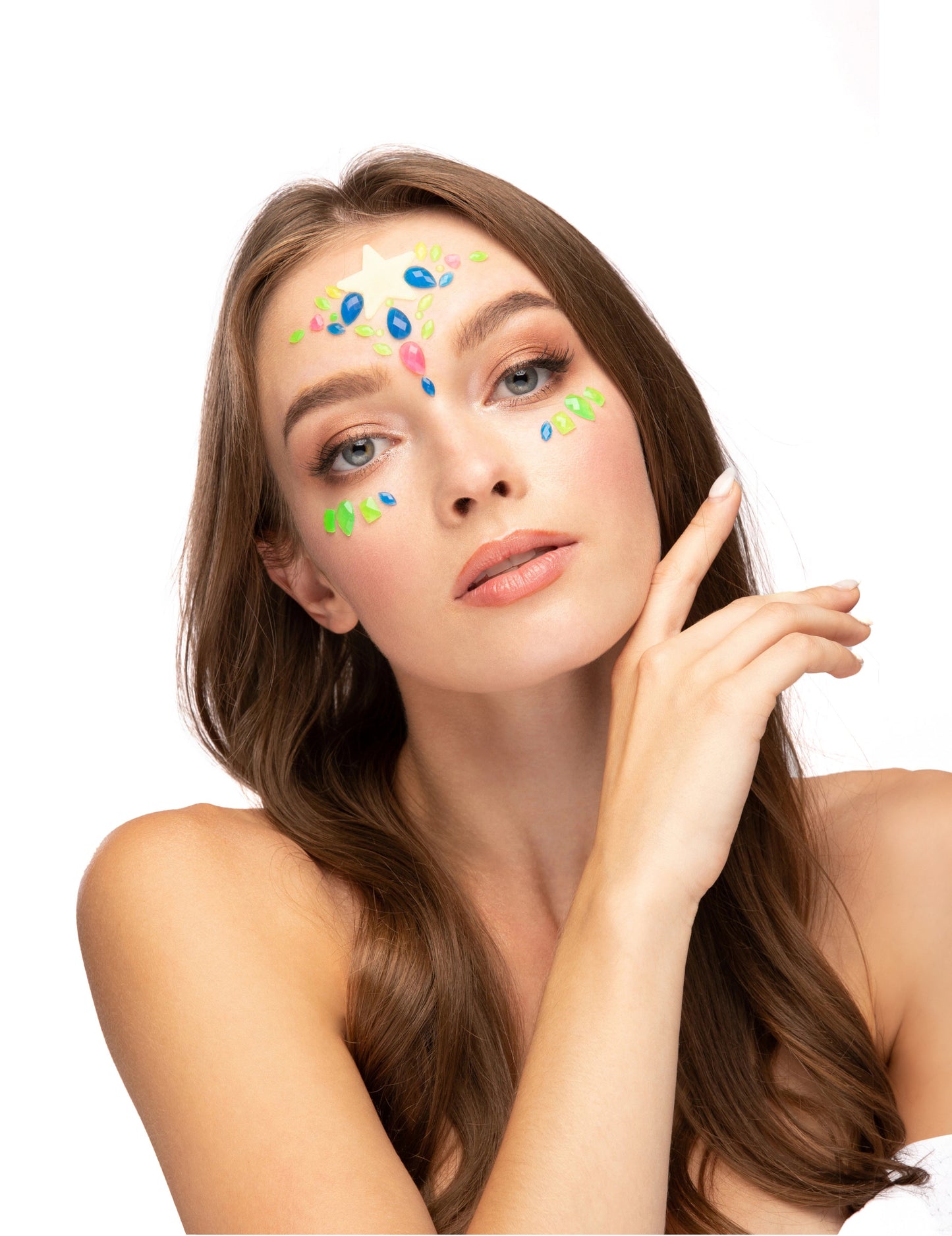 Schmucksteine Gesicht im Dunkeln leuchtend für Erwachsene