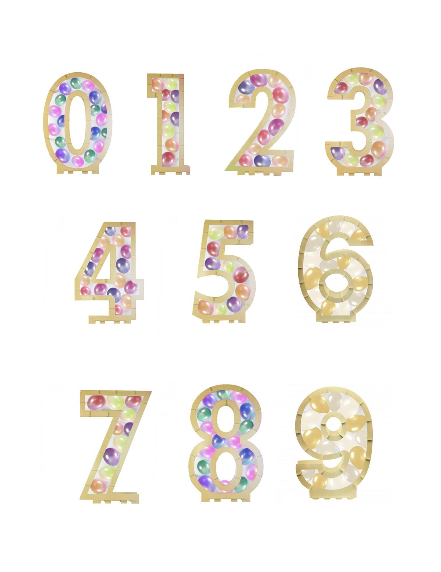 Struktura zlatého čísla pro balónky 64 cm lepenka