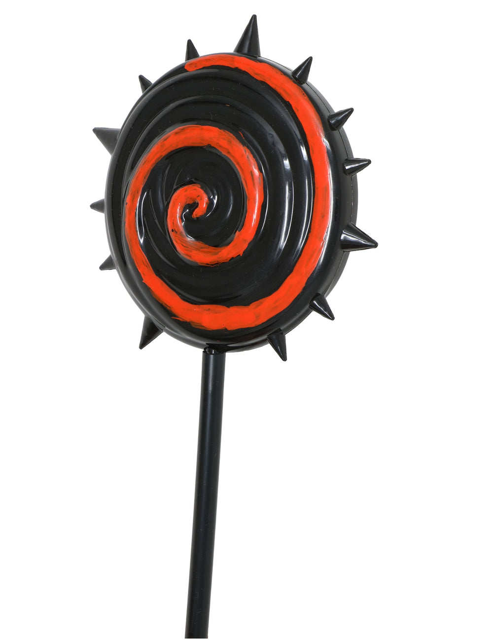 Gros plan sur la spirale et les pointes de la sucette horrifique pour Halloween