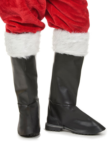 Luxusní černé návleky na kozačky s kožešinou Santa Clause pro dospělé