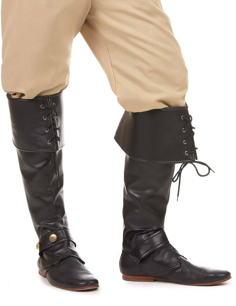 Sur-bottes simili cuir lacets et lanière cloutée pour adulte noire