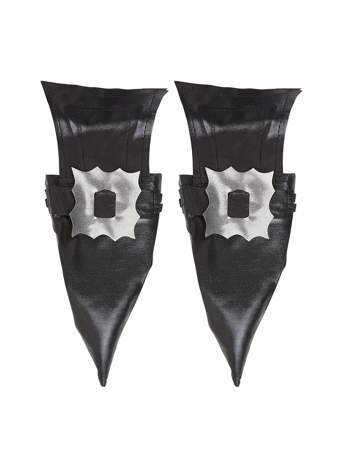 Sur-chaussures sorcière Halloween pour adulte noires avec boucles argentées