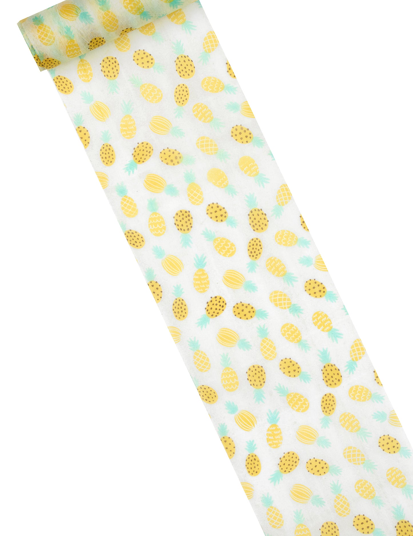 Bílý a žlutý ananasový běhoun na stůl 15 cm x 5m