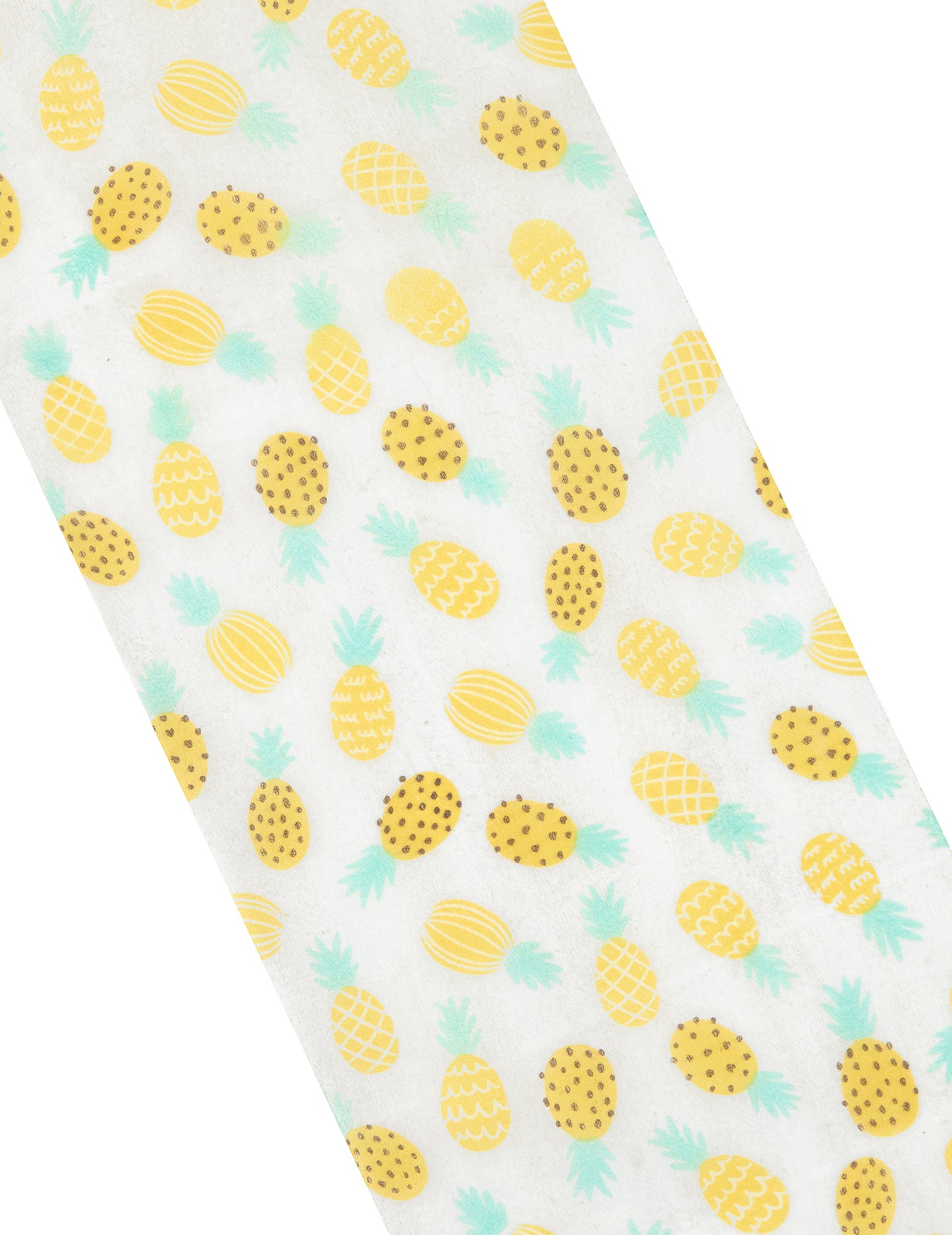 Bílý a žlutý ananasový běhoun na stůl 15 cm x 5m