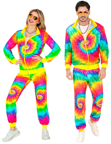 Tepláková souprava pro dospělé větší velikosti s neonovým tie and Dye vzorem