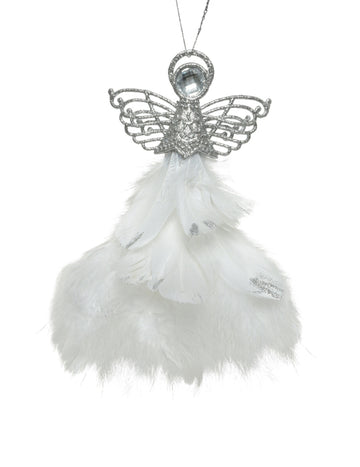 Stříbrný přívěsek s andělem a peřím 21 cm