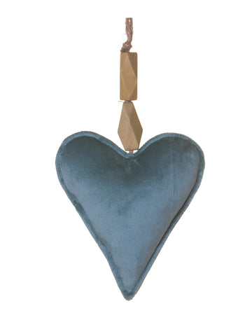 Modrý sametový přívěsek srdce 15 cm elegantní vánoční dekorace