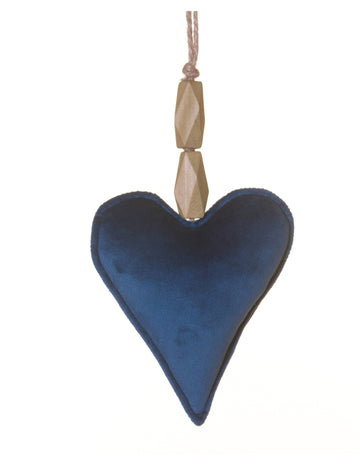 Námořnický modrý přívěsek ze sametového srdce 15 cm na Vánoce
