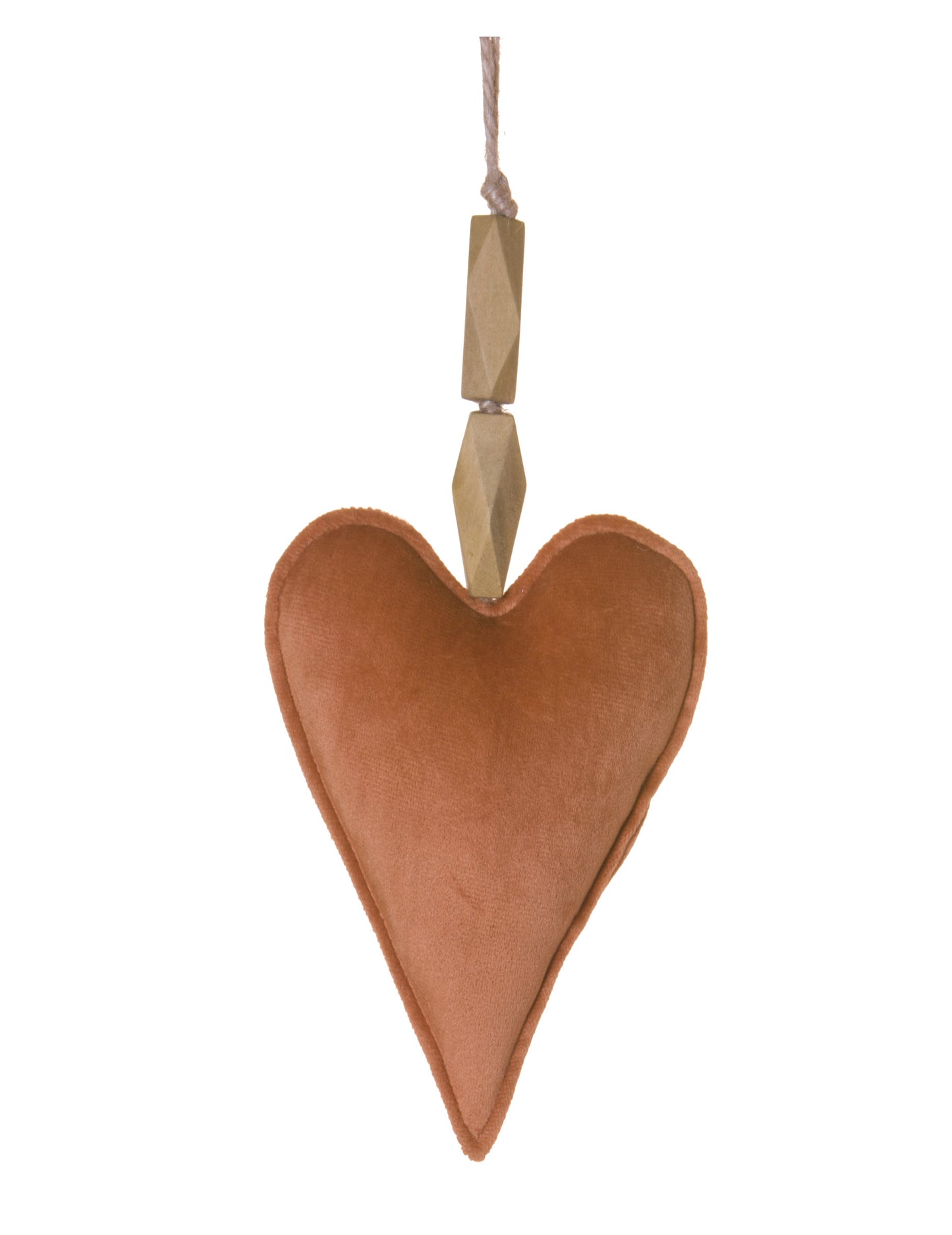 Závěsné svítidlo terakotové sametové srdce 15 cm vánoční dekorace