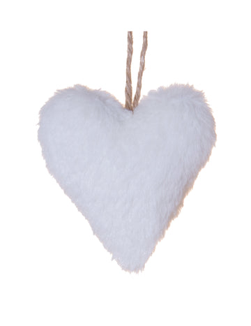 Bílý kožešinový přívěsek srdce 12 cm polární dekorace