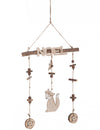 Suspension en bois Noël petit renard naturelle avec étoiles et perles