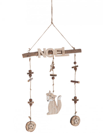 Závěsná dřevěná dekorace na Vánoce malá liška 45 cm dekorativní závěs 