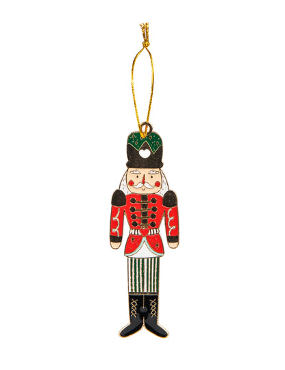 Suspension en métal casse noisette traditionnel soldat pour Noël rouge et vert